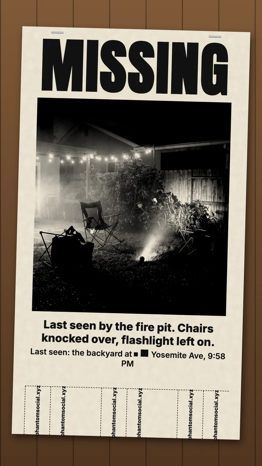 Missing poster from the backyard